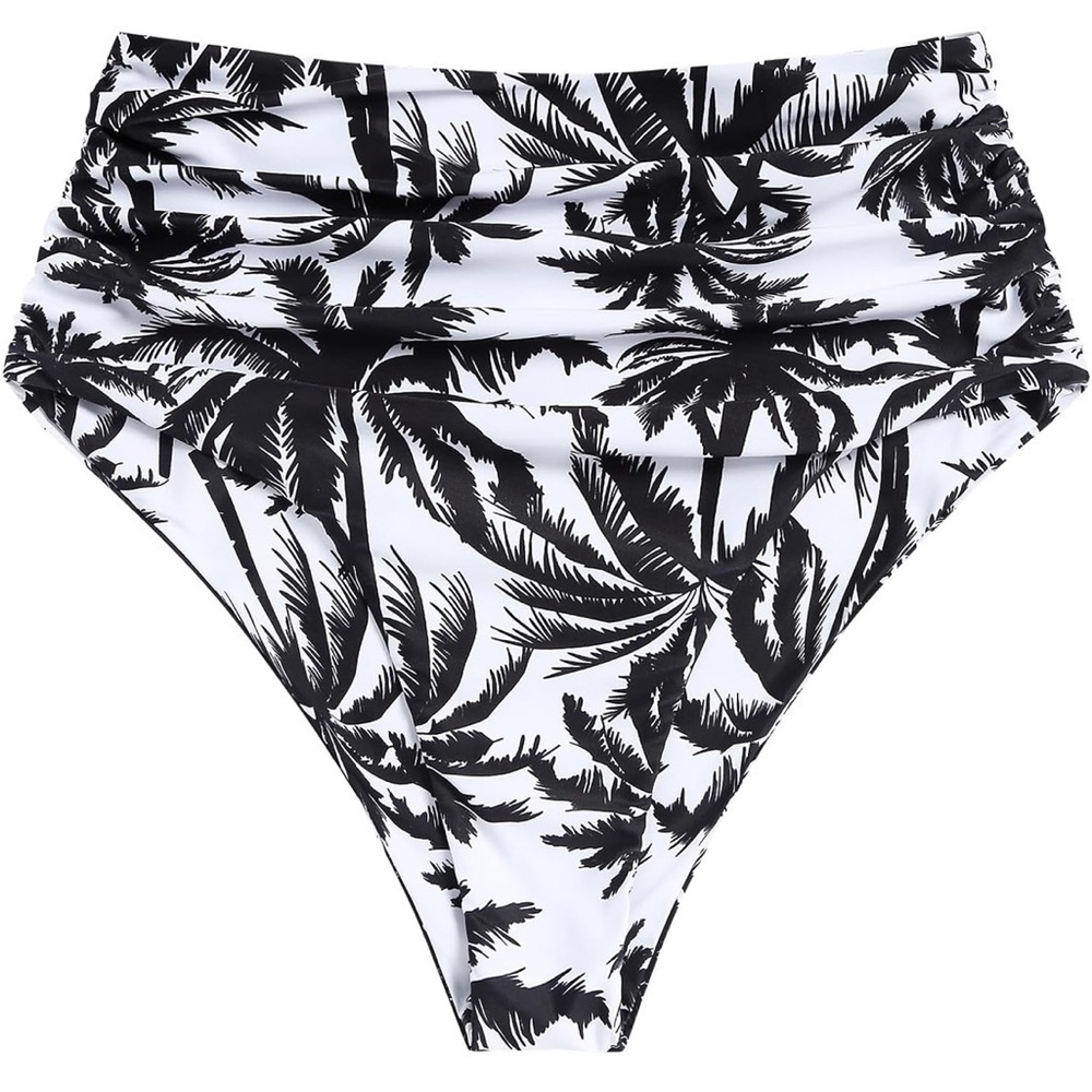 Women High Waisted Bikini Bottoms Ruched Bottom Tummy Control size Small